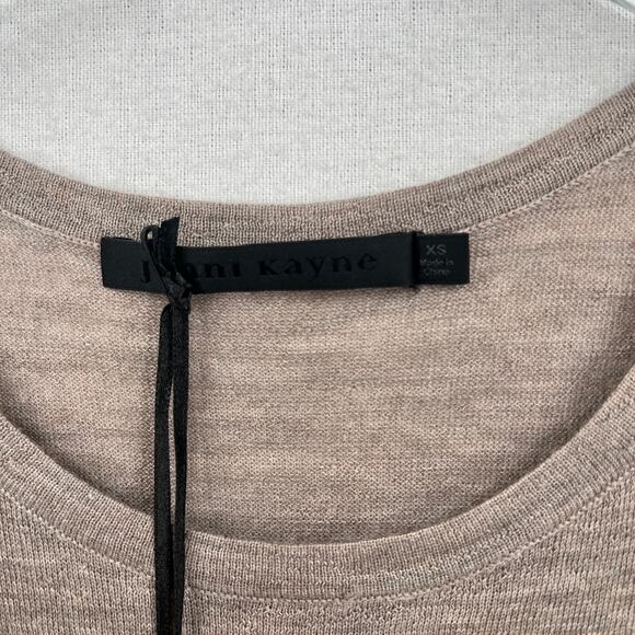 JENNI KAYNE Cashmere Tee Women XS Taupe Brown Short Sleeve Crew Lightweight NEW - Picture 12 of 15